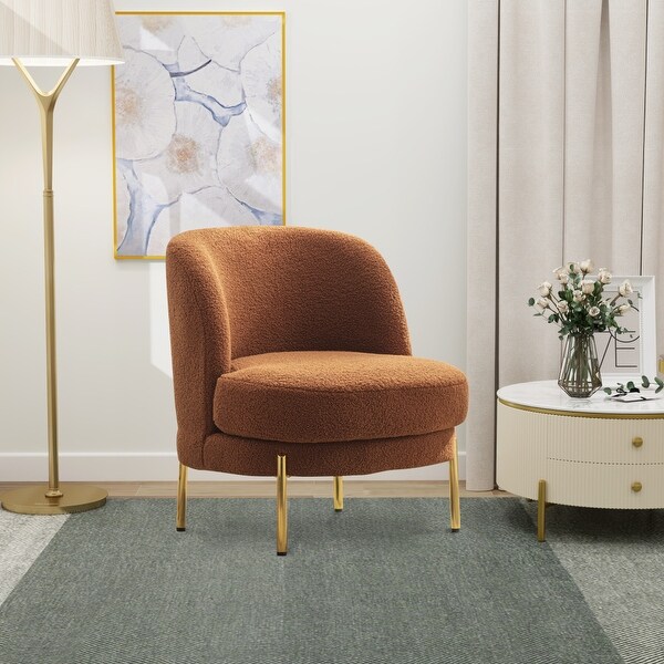 Curved Backrest Accent Chair with Golden Adjustable Legs