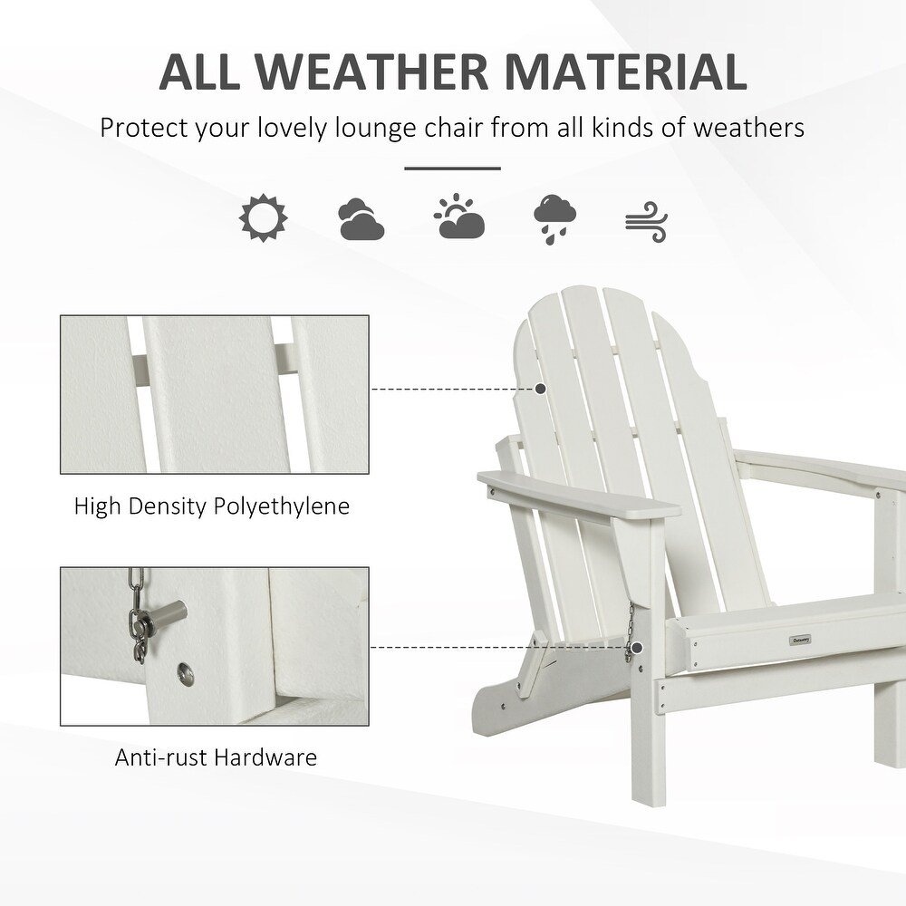 Outsunny Folding Adirondack Chair  HDPE Outdoor  Weather Plastic Lounge Beach Chairs for Patio Deck and Lawn Furniture