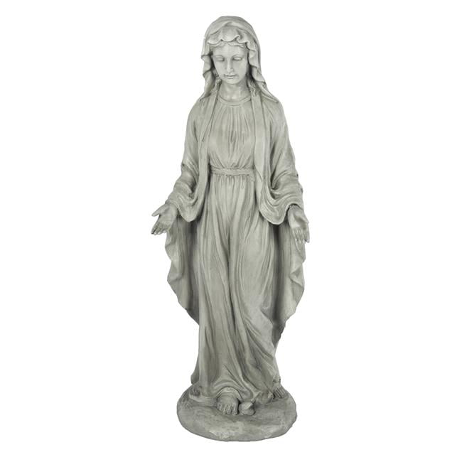 LuxenHome 30.5 in. MgO Virgin Mary Garden Statue  Gray