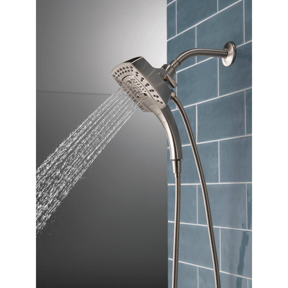 Delta In2ition 5-Spray Patterns 1.75 GPM 5.75 in. Wall Mount Dual Shower Heads in Lumicoat Stainless 58474-SS-PR