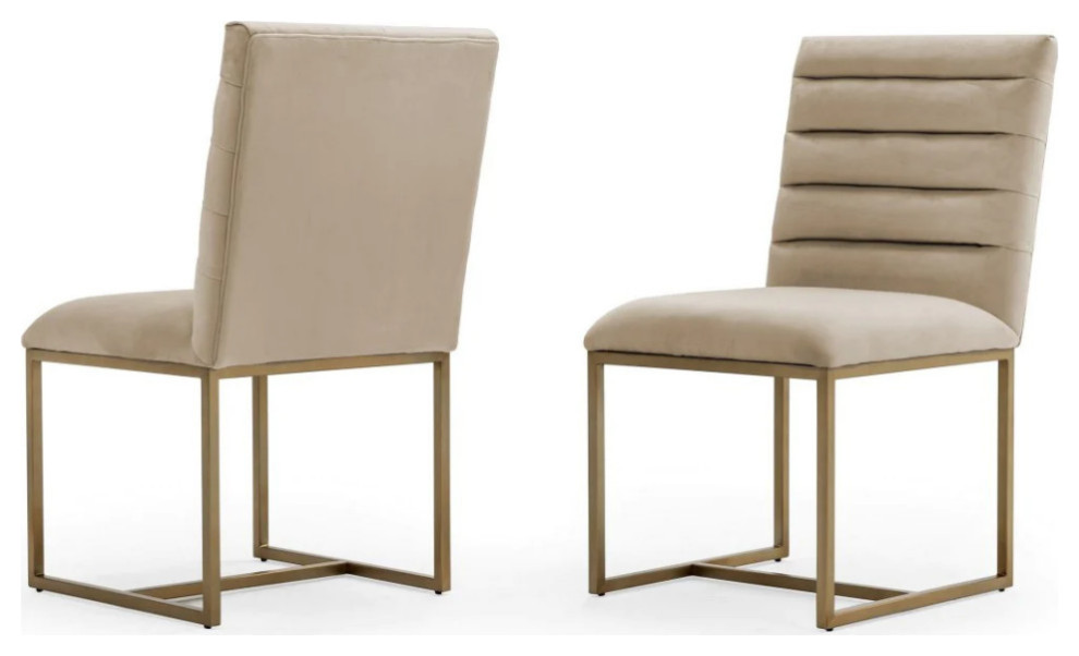 Michelle Modern Beige and Brush Gold Dining Chair  Set of 2   Contemporary   Dining Chairs   by Virgil Stanis Design  Houzz