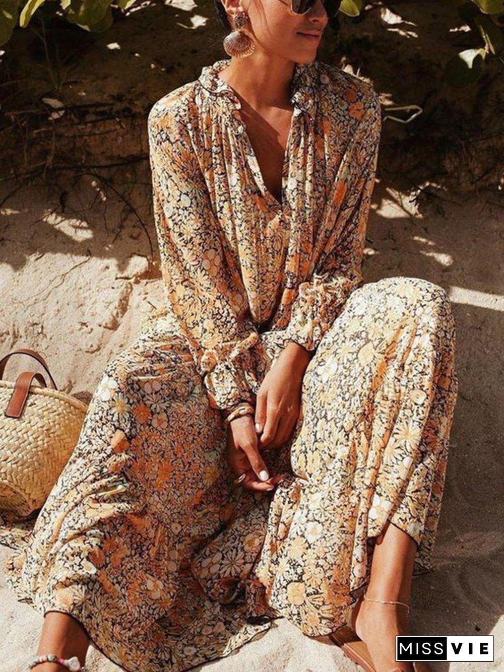 Toes in the Sand Floral Print Maxi Dress P16012