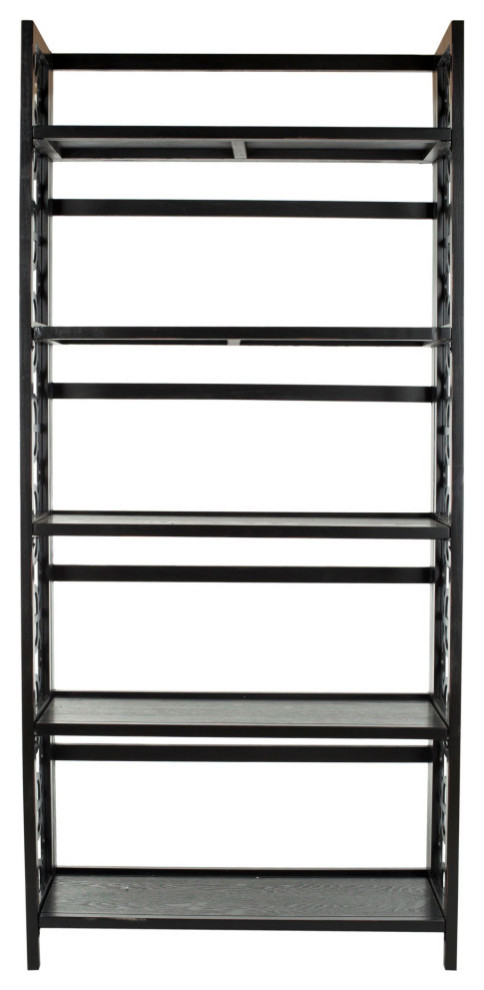 Robin 5 Tier Tall Bookcase Black   Transitional   Bookcases   by Virgil Stanis Design  Houzz