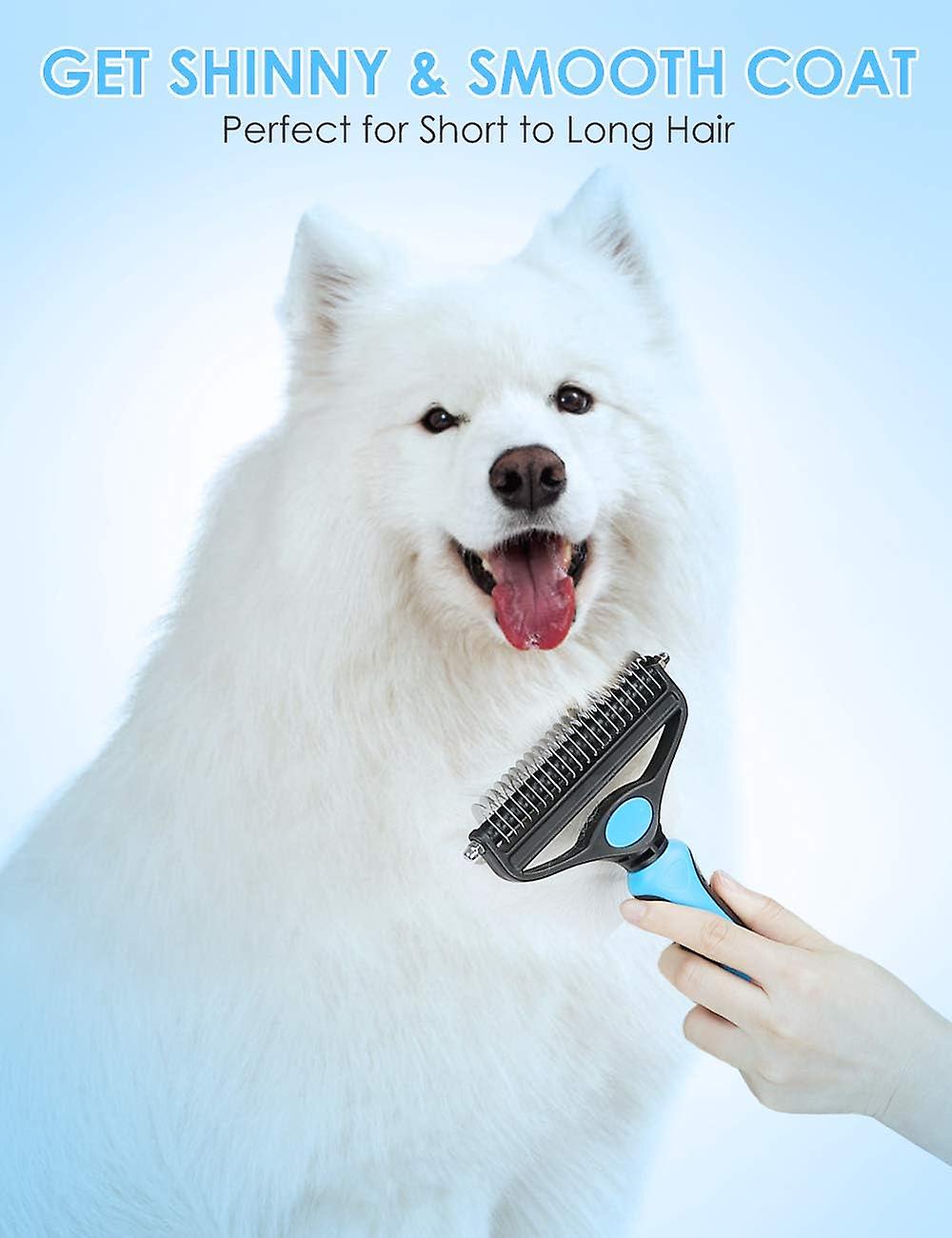 Pet Grooming Brush For Dogs/cats， 2 In 1 Deshedding Tool and Dematting Undercoat Rake For Mats and Tangles Removing， Reduces Shedding By Up To 95%， Great