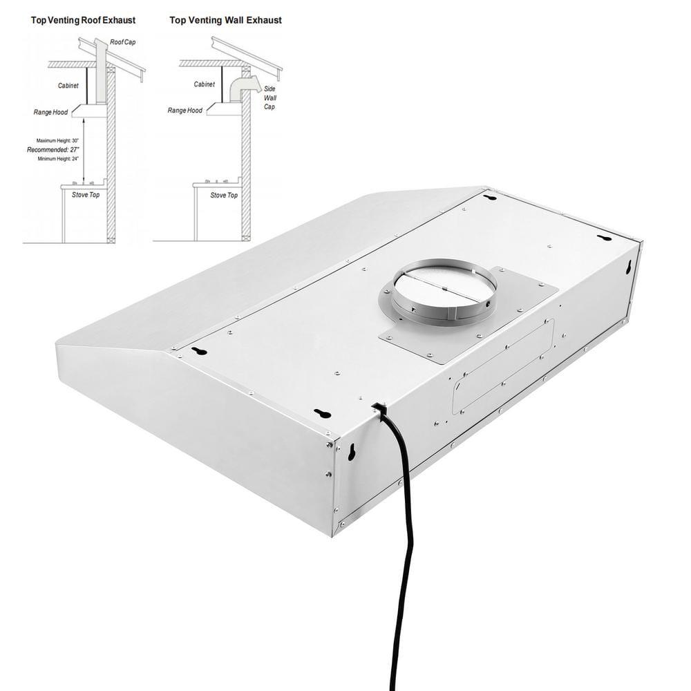 Empava 36 in Ducted Under Cabinet Range Hood in Stainless Steel with Permanent Filters  Delay ShutOff