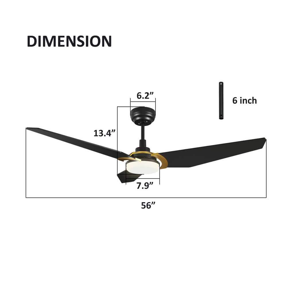 CARRO Brently 56 in Dimmable LED IndoorOutdoor Black Smart Ceiling Fan with Light and Remote Works w AlexaGoogle Home