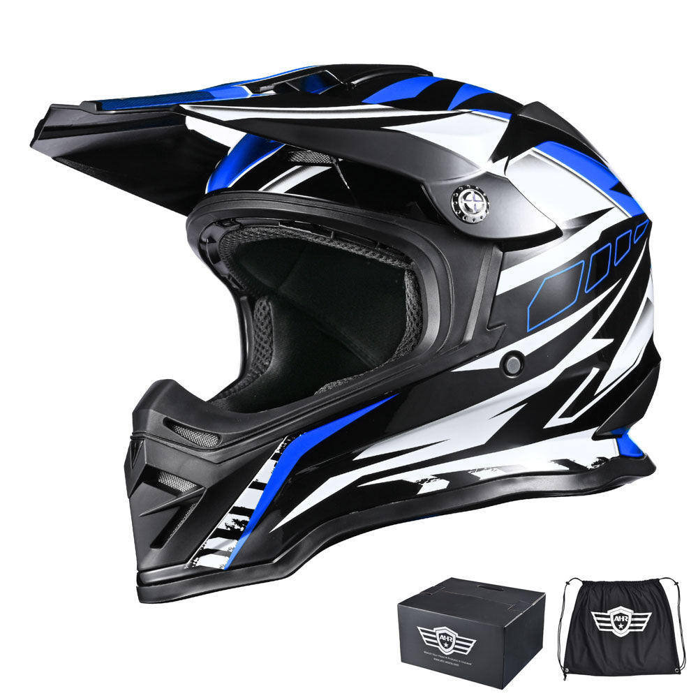 AHR DOT Dirt Bike Motocross Helmet Black Blue