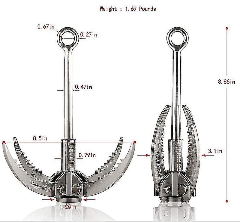 Grab Hook Welded Stainless Steel Carabiner Life Hook For Camping 4 Claws Foldable