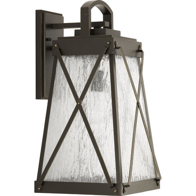 Progress Lighting Creighton 1 light Outdoor Wall Lantern Antique Bronze Clear Water Glass