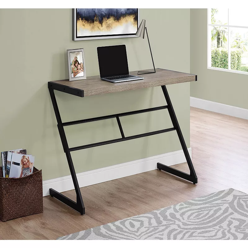 48 Taupe Brown and Black Contemporary Rectangular Computer Desk