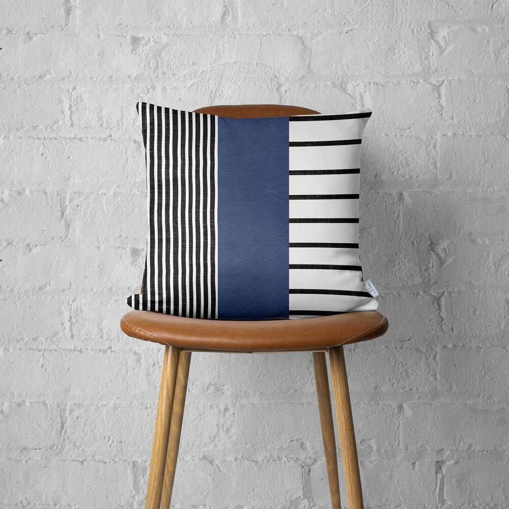 Bohemian Striped Vegan Faux Leather Throw Pillow