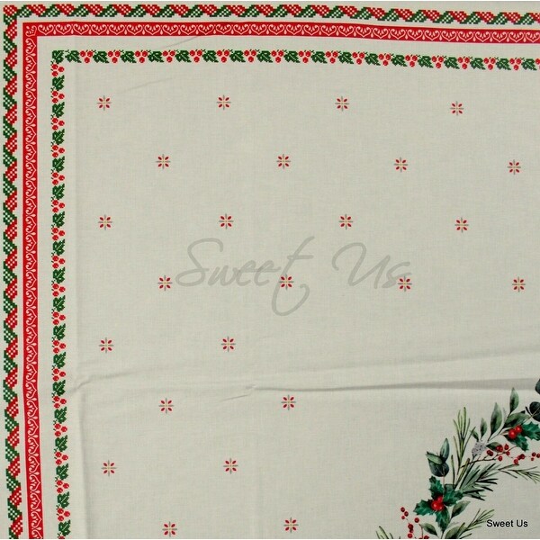 Wipeable Spill Resistant French Acrylic Coated Christmas Tablecloth - White