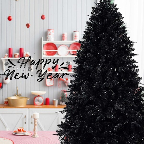 7.5ft PreLit Black Full Halloween Xmas Artificial Christmas Tree