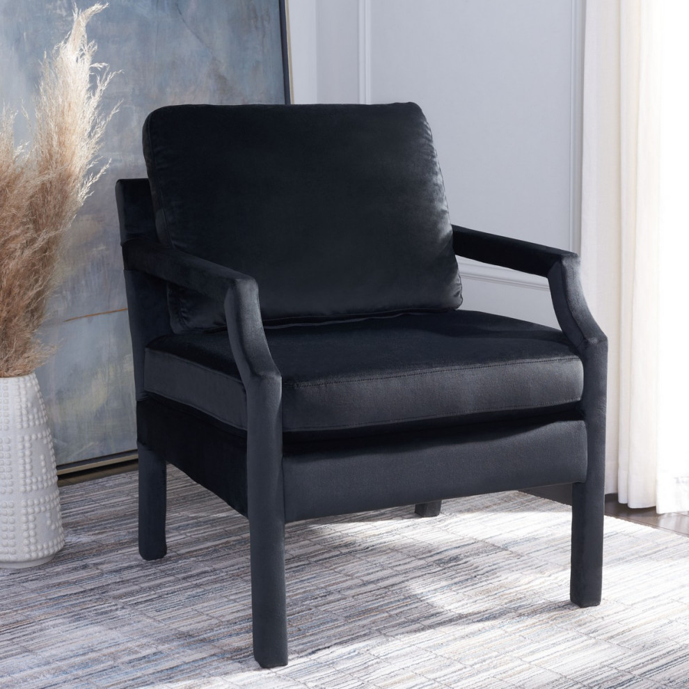 Jillian Upholstered Arm Chair Black Velvet   Transitional   Armchairs And Accent Chairs   by Peachtree Fine Furniture  Houzz