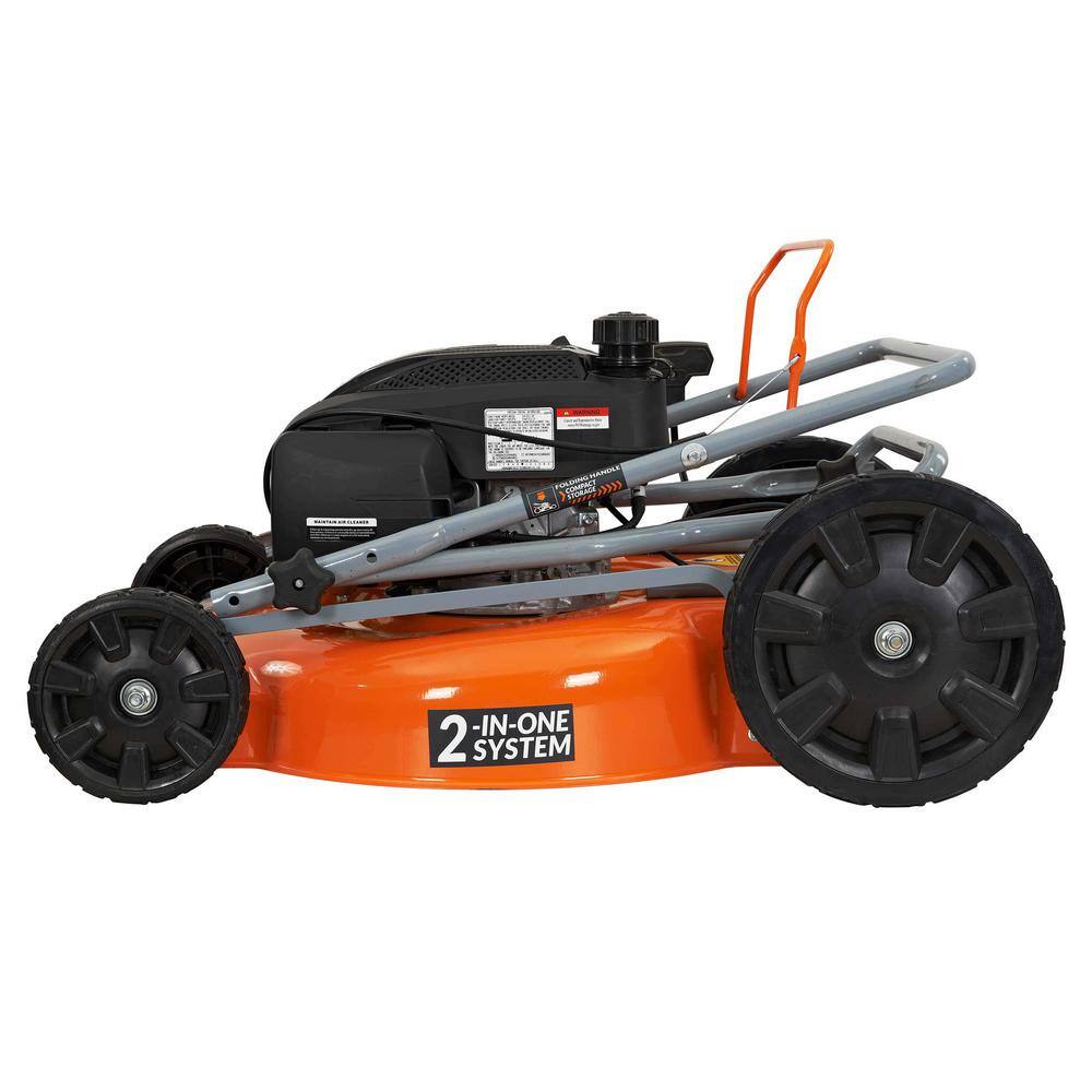 YARDMAX YG1550 21 in. 170cc 2-in-1 Gas Walk Behind Push Lawn Mower with High Rear Wheels