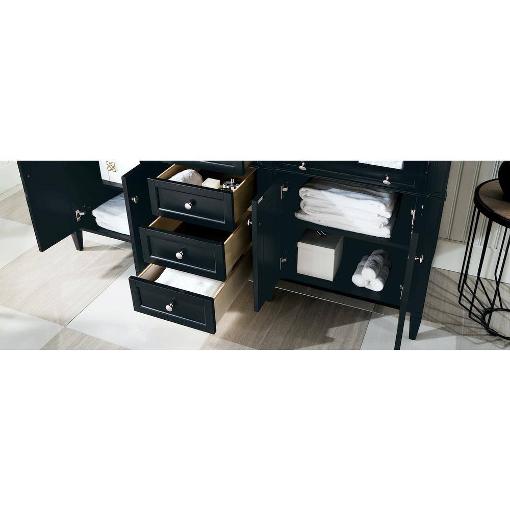 James Martin Vanities Brittany 72 in. W x 23.5 in. D x 34 in. H Bath Vanity in Black Onyx with Eternal Marfil Quartz Top 650-V72-BKO-3EMR