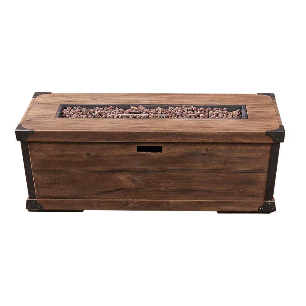 Noble House Kalmia Brown Rectangular Stone Fire Pit (No Tank Holder) 55137