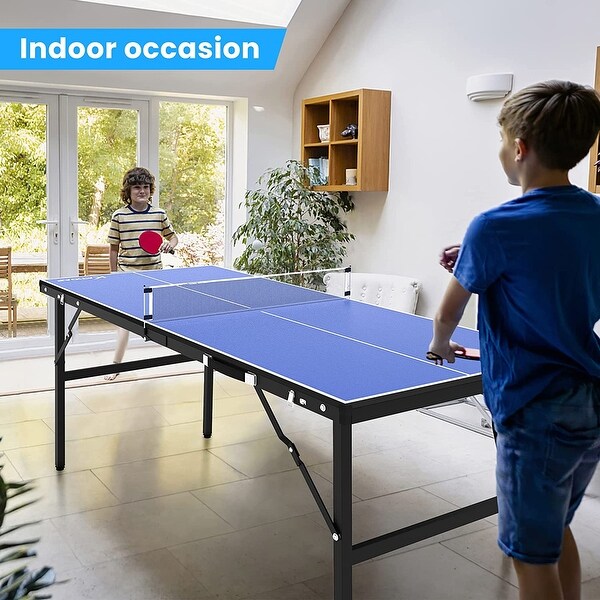 Portable Table Tennis Table， Mid-Size / for IndoorandOutdoor Table Tennis Game