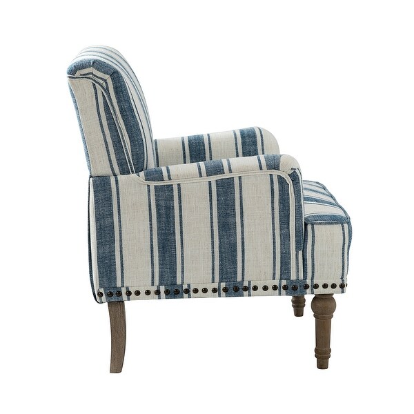 Geltrude Classic Upholstered Striped Armchair With Nailhead Trim Set of 2 by HULALA HOME