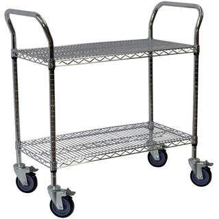 Storage Concepts 2-Shelf Steel Wire Service Cart in Chrome - 39 in H x 36 in W x 18 in D WCD2-1836