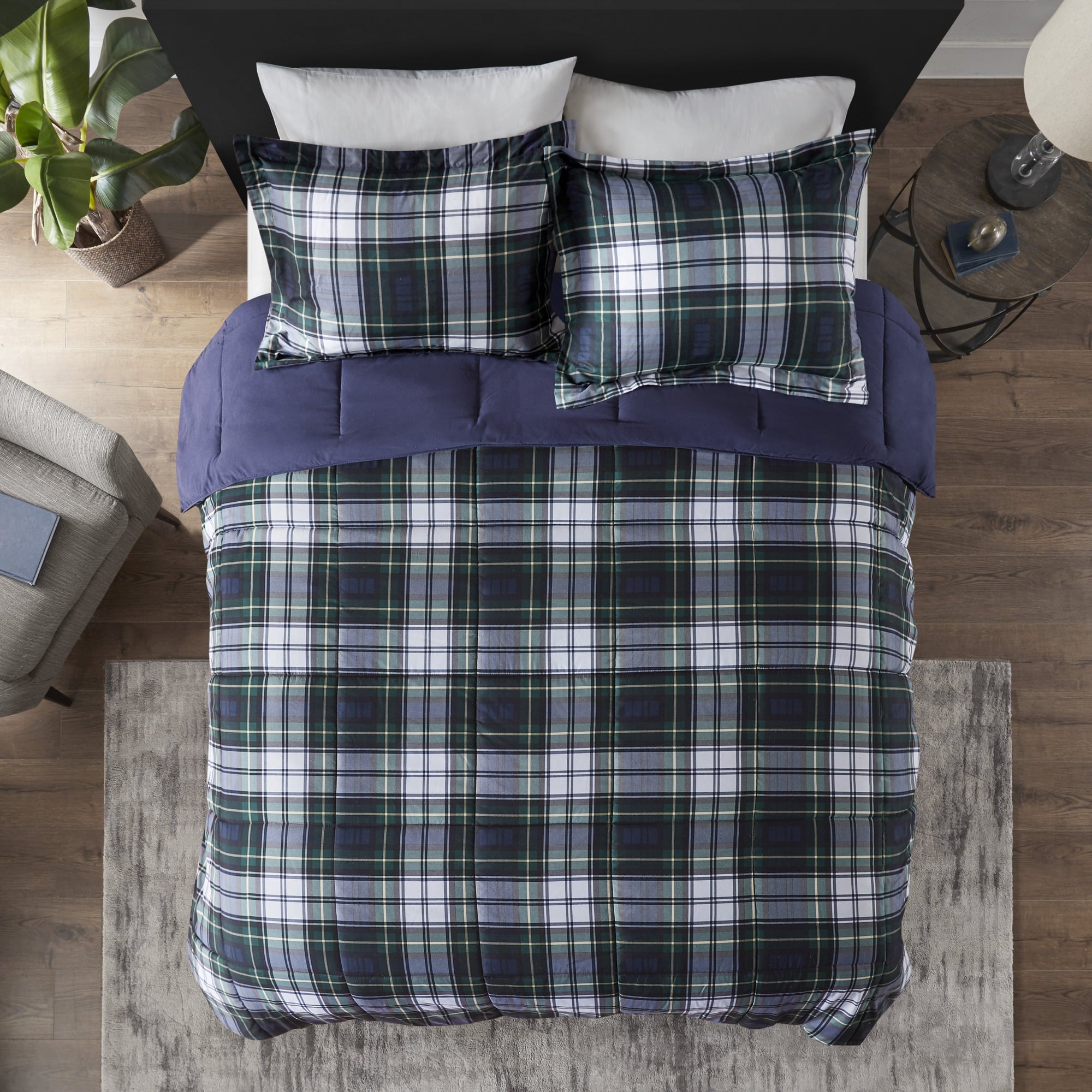 Home Essence Hartford 3M Down Alternative Comforter Mini Set， Full/Queen， Navy