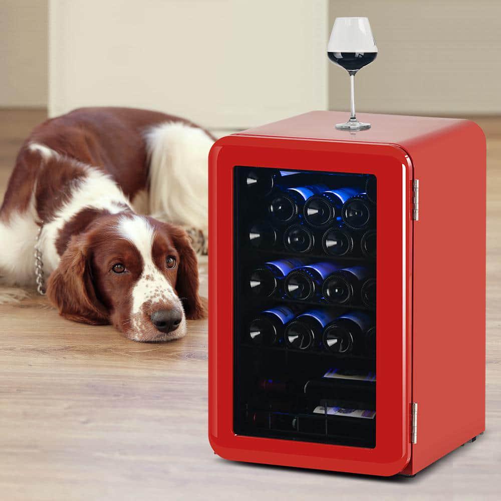 24Bottle Free Standing Wine Cellars Wine Cooler in Red with Digital Temperature Control and UVProtective