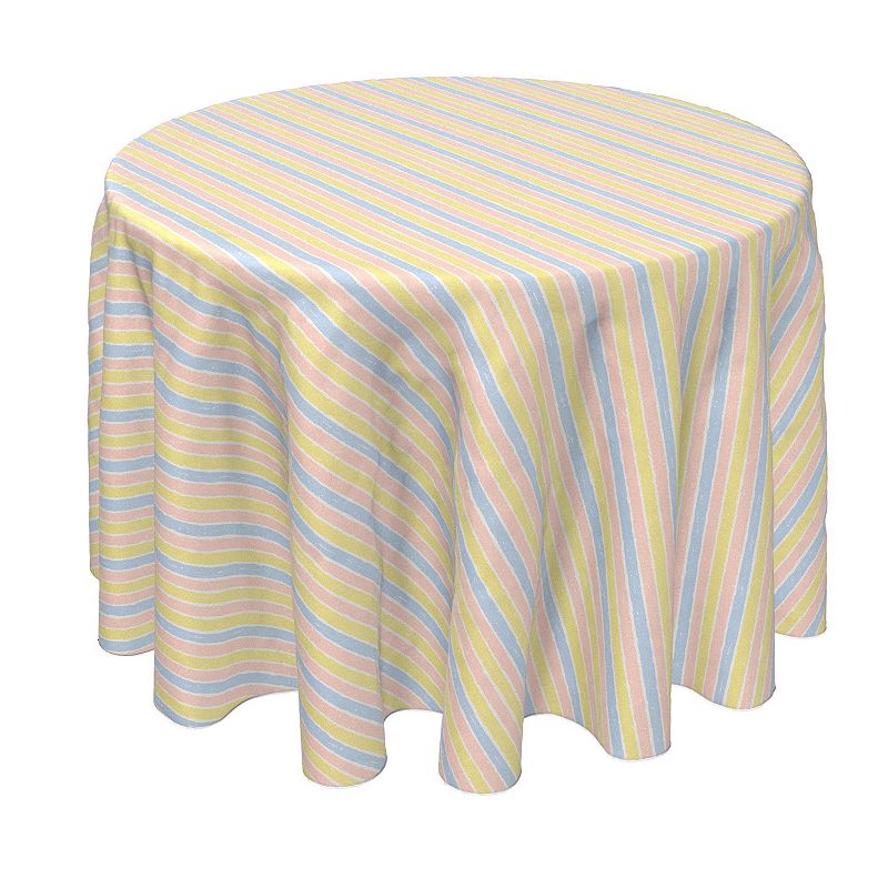 Round Tablecloth， 100% Polyester， 70 Round， Pastel Stripes