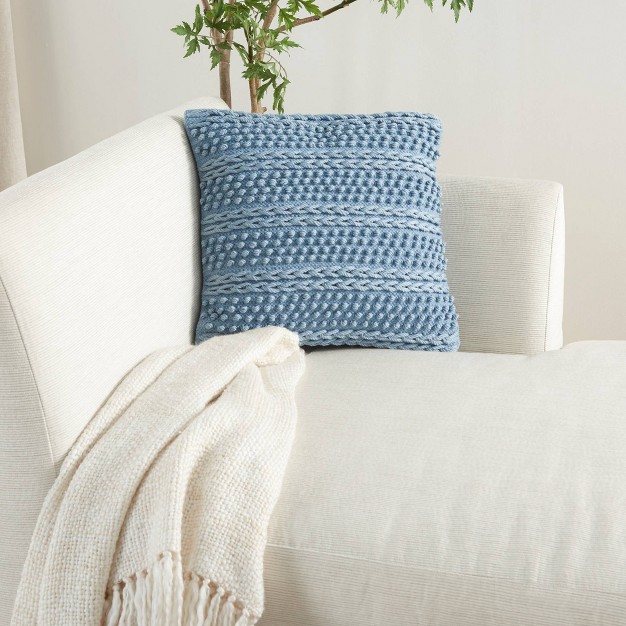 Life Styles Woven Striped Square Throw Pillow Ocean Blue Mina Victory