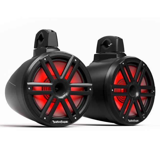 Rockford Fosgate 1 Pair M2wl 10hb 10 inch Black Color Optix 2 way Horn Loaded Tower Speakers With Pm600x4 4 Channel Marine Amplifier