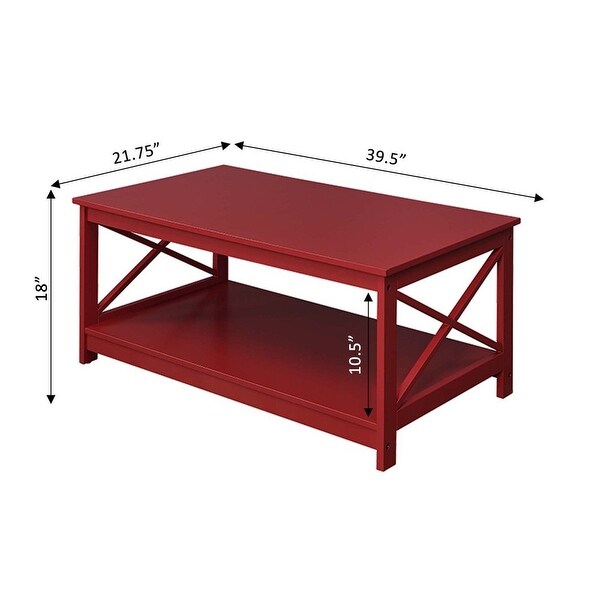 Oxford Coffee Table with Shelf， Cranberry Red