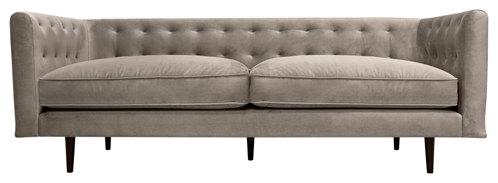 Annabelle 80 quotFossil Gray Velvet Sofa with Black Wood Legs   Modern   Sofas   by Armen Living  Houzz