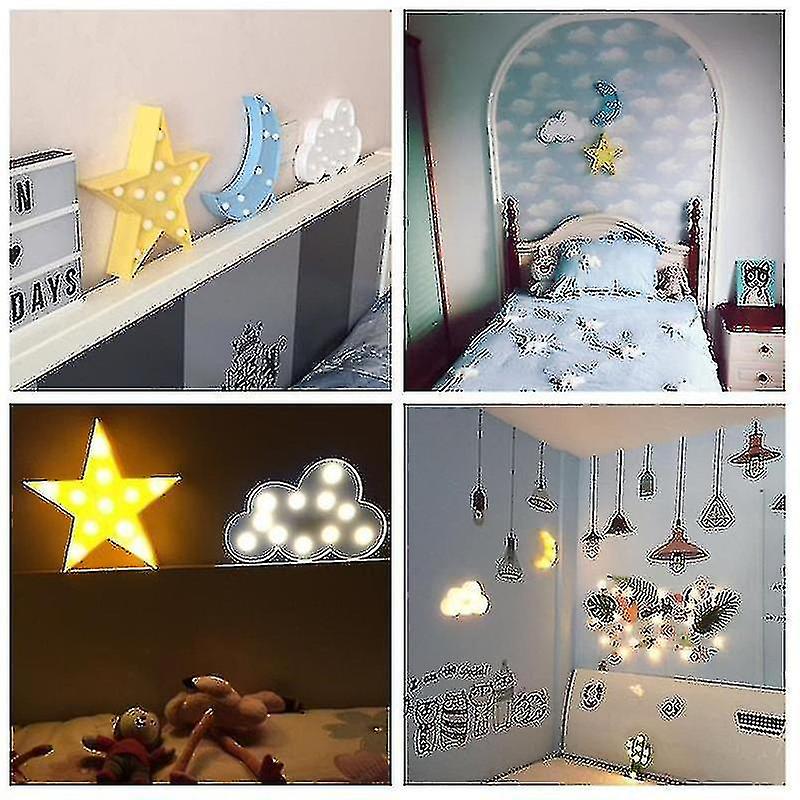 3d Led Night Light Star Moon Kids Bedroom Indoor Lighting Decor Lamp For Home Living Room Bedroom Night Lighting Creative Giftblue Cloud-niubi