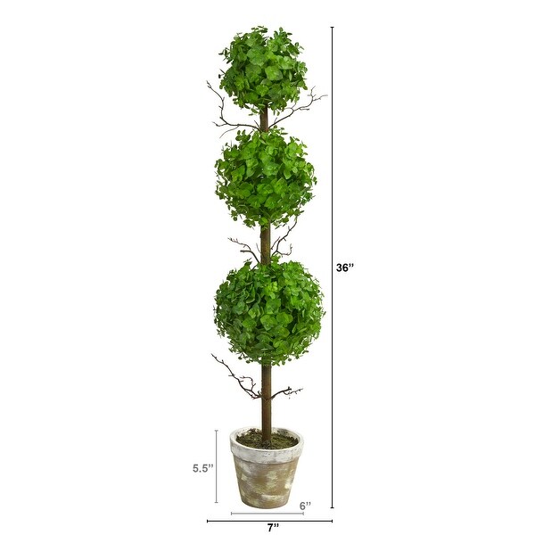 3' Eucalyptus Triple Ball Topiary Artificial Tree