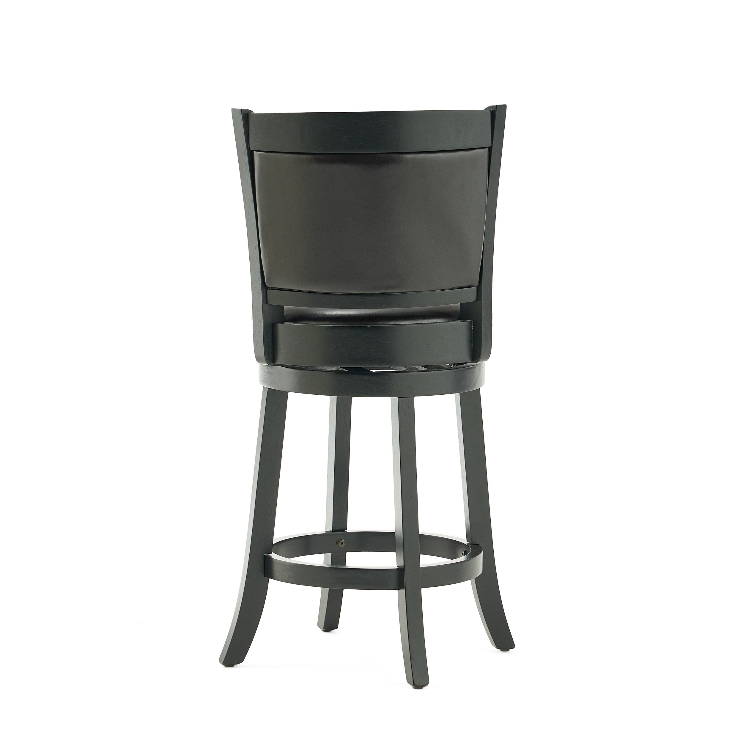 Davis 24-Inch Black Bonded Leather Swivel Backed Counter Stool