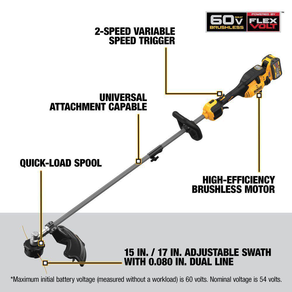 DEWALT DCKO266X1 60V MAX 17 in. Cordless Battery Powered String Trimmer and Leaf Blower Combo Kit with (1) 9 Ah Battery and Charger