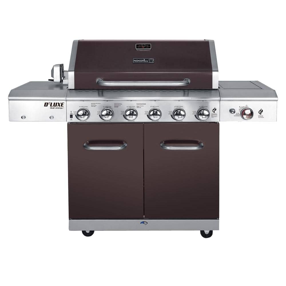 Nexgrill Deluxe 6-Burner Propane Gas Grill in Mocha with Ceramic Searing Side Burner 720-0896E