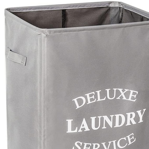 Wowlive Foldable Rectangular Deluxe Laundry Service Rolling Clothing Hamper Basket With Lockable Wheels For Laundry Or Storage