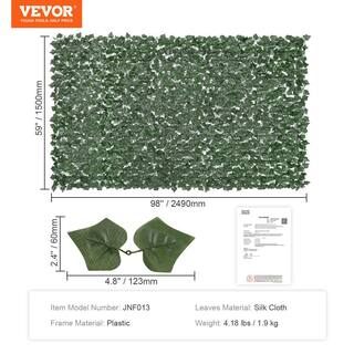 VEVOR Ivy Privacy Fence 59 x 98 in. Artificial Green Wall Screen Greenery Ivy Fence Faux Hedges Vine Leaf Decoration WLSRZ59X981PCY2MOV0