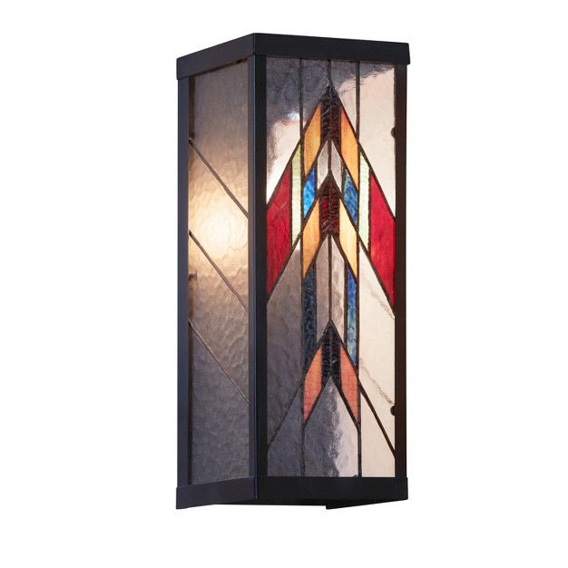 1 light Mission Style Stained Glass Outdoor Wall Sconce River Of Goods