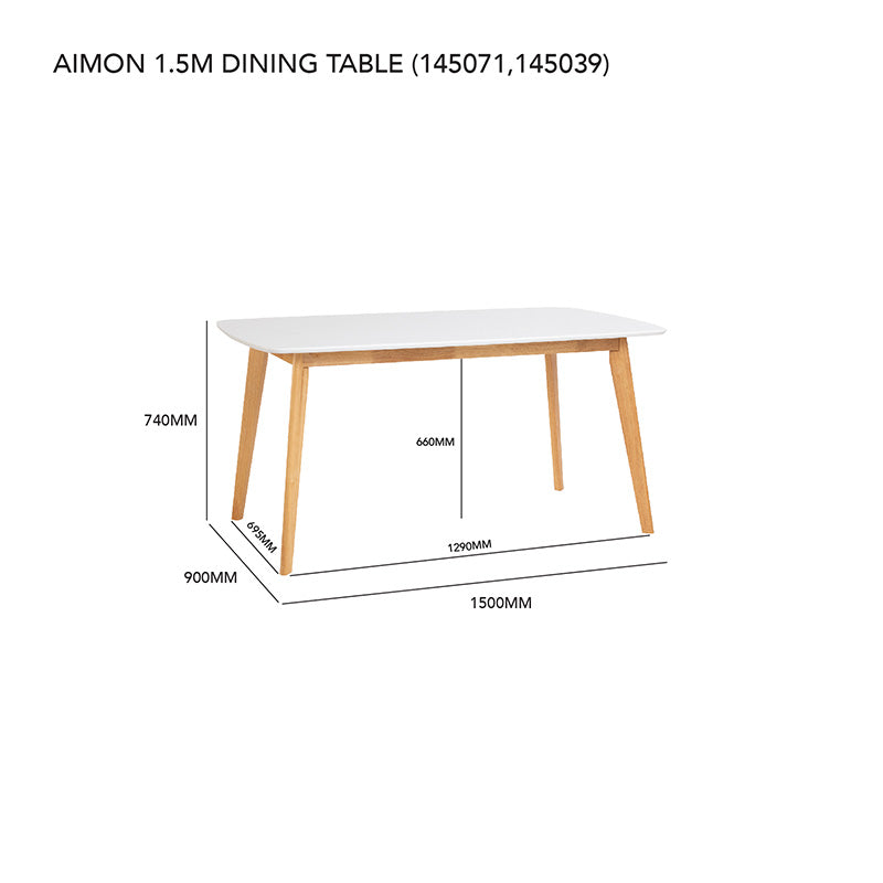 AIMON Dining Table 150cm - Natural & White