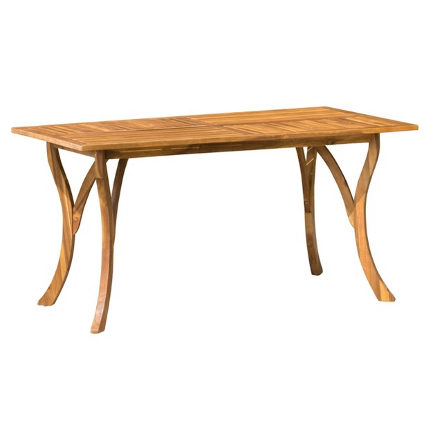 Hermosa Rectangular Acacia Wood Dining Table teak Finish Christopher Knight Home