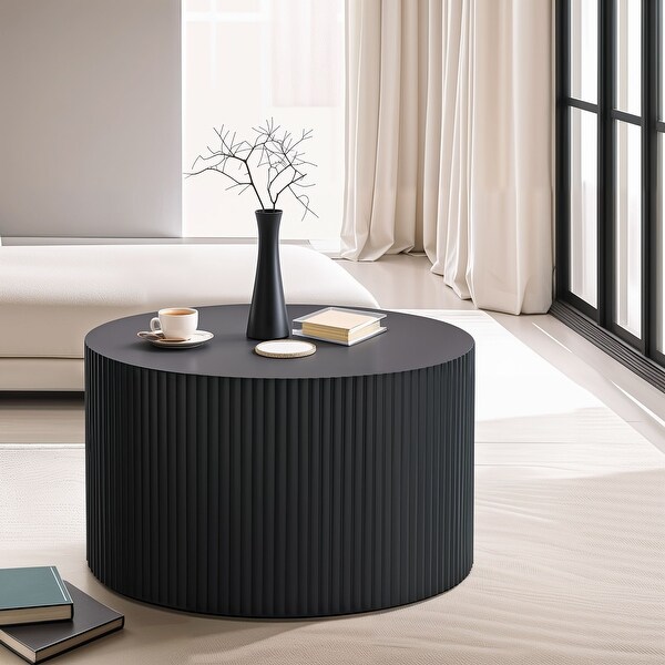 Vertical Stripe Design Nesting Coffee Table Set for Living Room