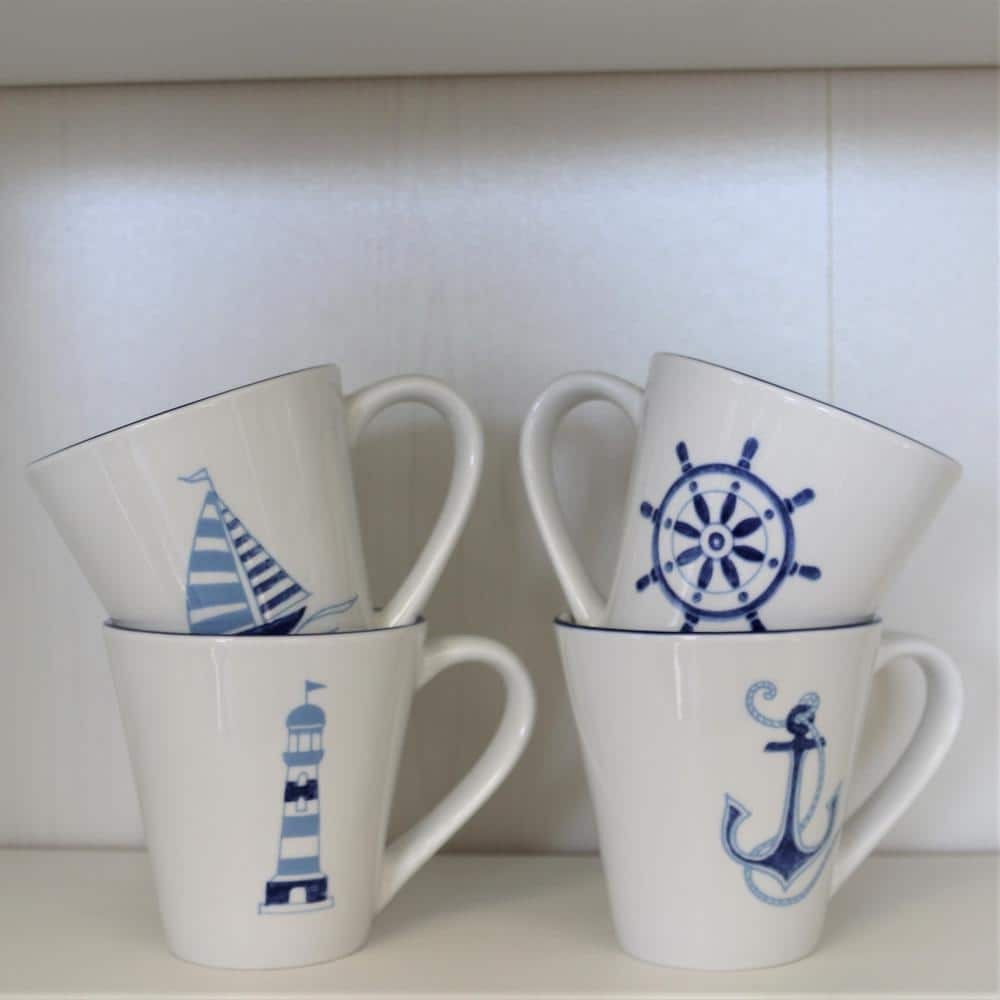 Euro Ceramica Ahoy 4-PieceAssorted Mug Set AHO-86728M