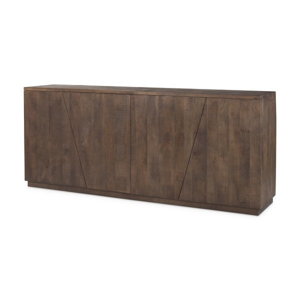 West Dark Brown Solid Wood w/ Angular Doors Sideboard - 82