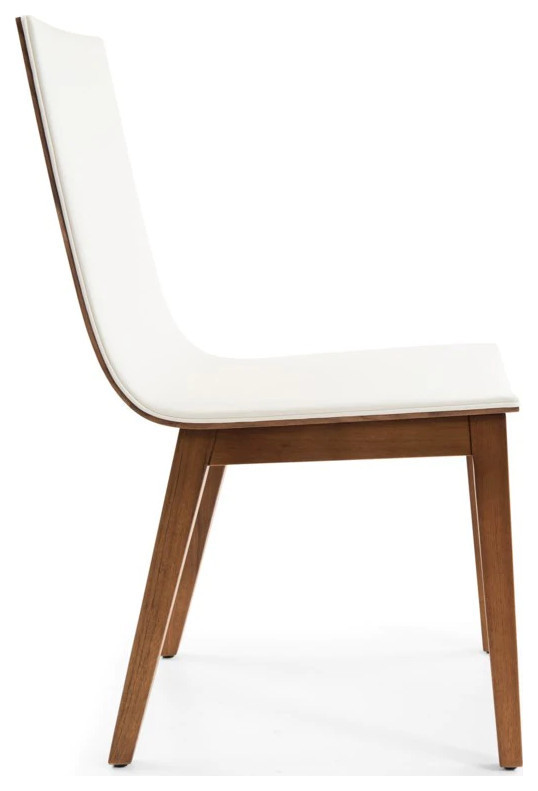 Eva Dining Chair  White Soft Polyurethane Cover  Light Walnut Frame   Midcentury   Dining Chairs   by Rustic Home Furniture Deco  Houzz