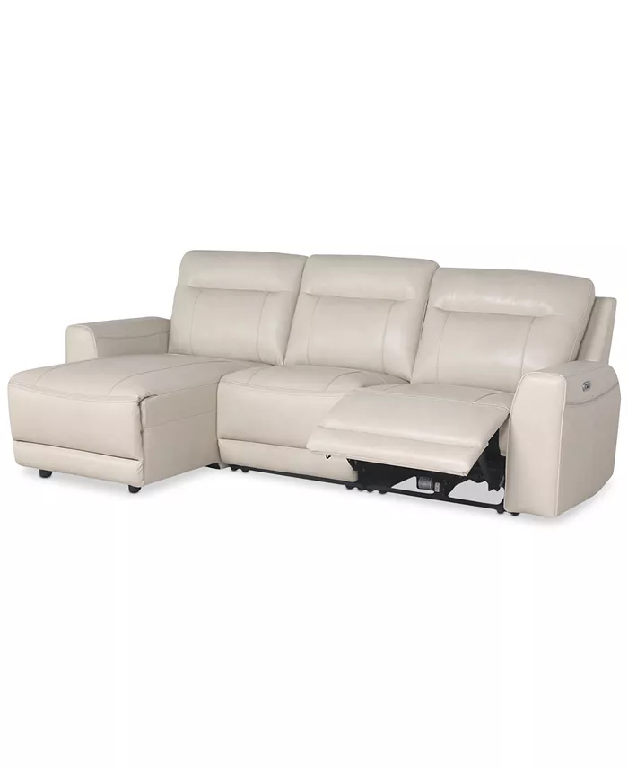 Macy's CLOSEOUT! Blairemoore 3-Pc. Leather Sofa with Power Chaise and 1 Power Recliner