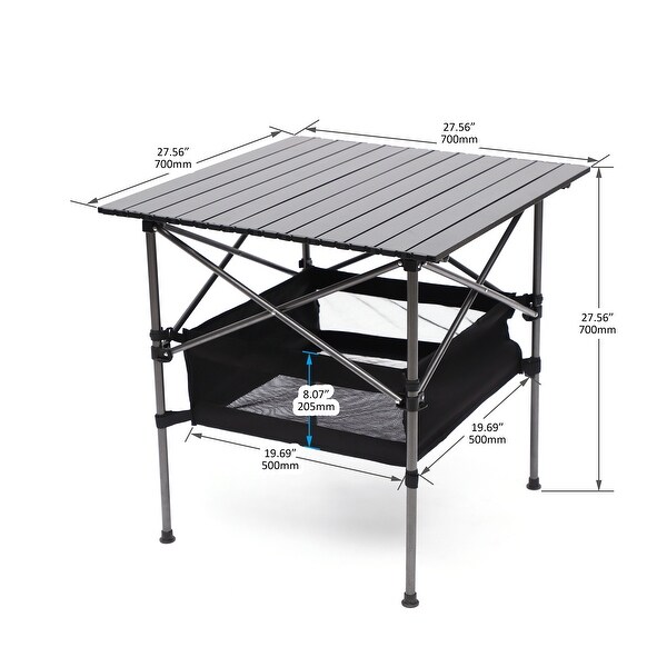 1piece Folding Outdoor Table with Carrying Bag，Lightweight Aluminum Rollup Square Table for indoor