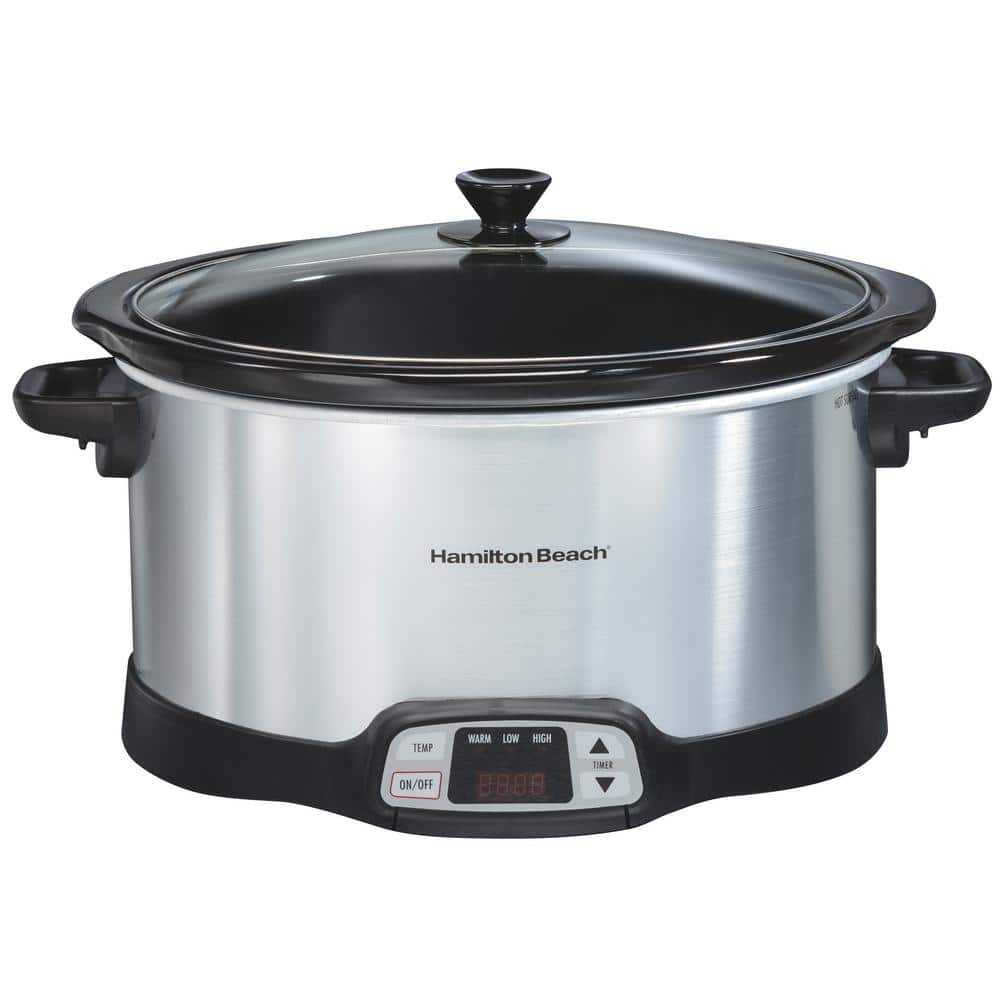 Hamilton Beach 8 Qt. Programmable Stainless Steel Slow Cooker with Built-In Timer and Temperature Settings 33480