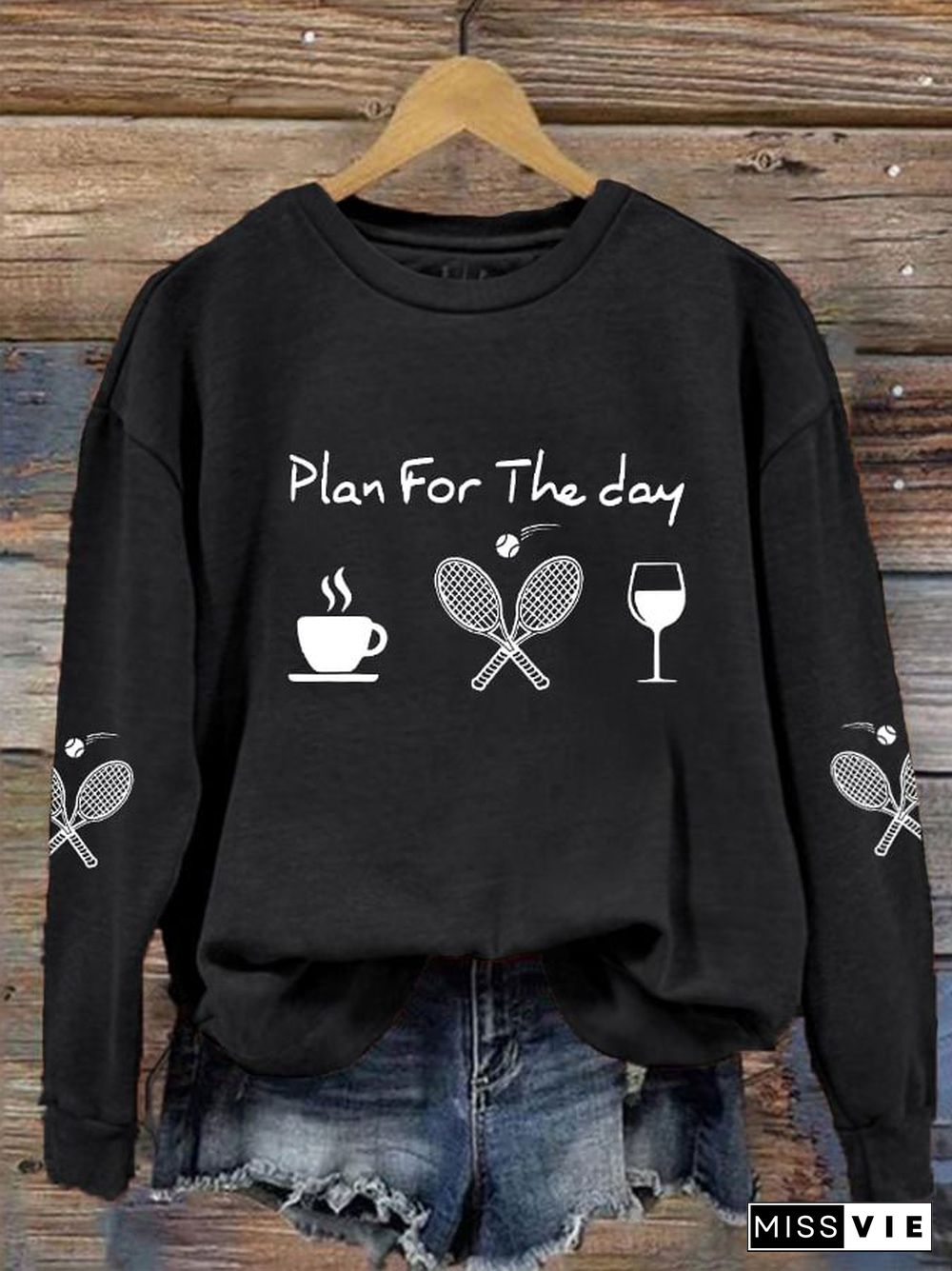 women's plan for the day tennis sweatshirt