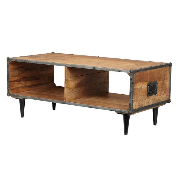 ExBrite Solid Wood Coffee Table ，Rustic Oak 24'' W X 46'' H X 19''